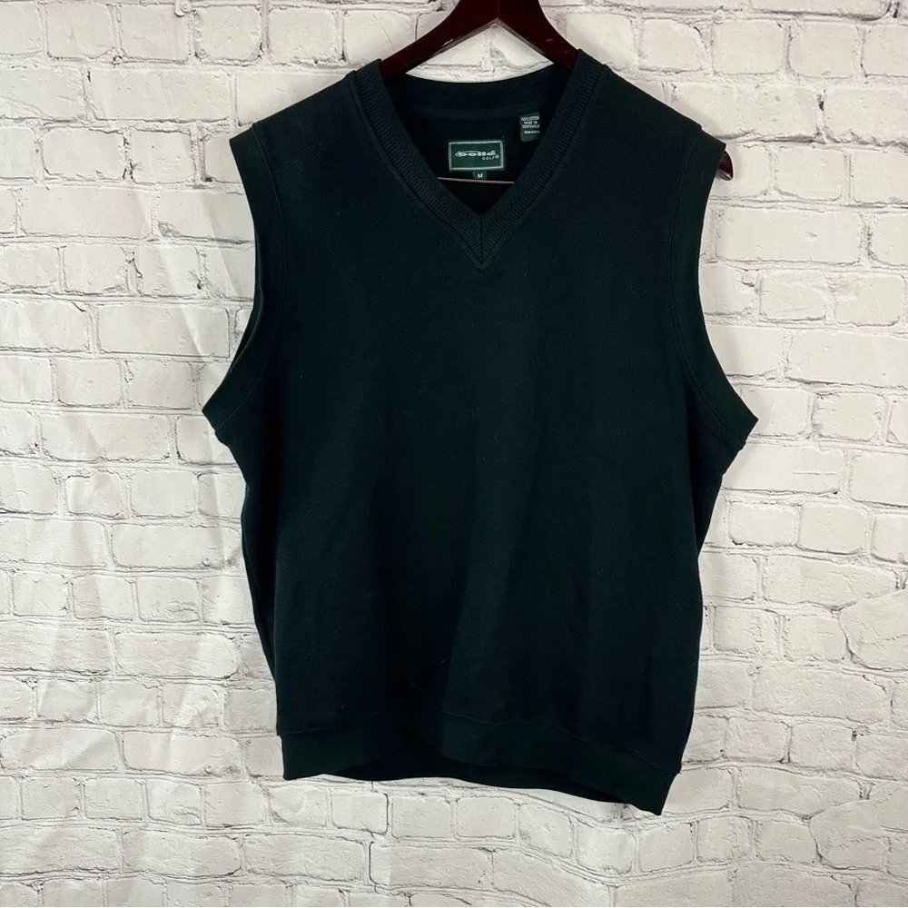 bolle golf Black Sleeveless V-Neck Sweater Vest sz M 100% cotton